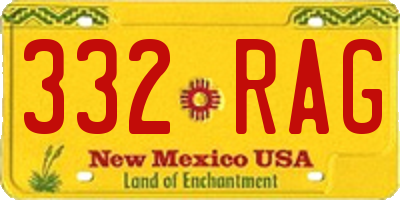 NM license plate 332RAG