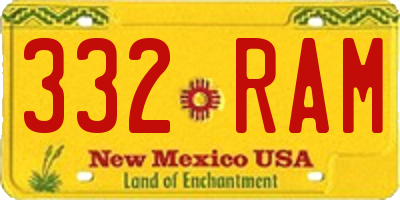 NM license plate 332RAM