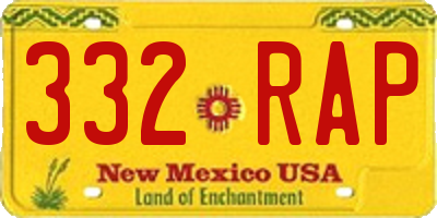 NM license plate 332RAP
