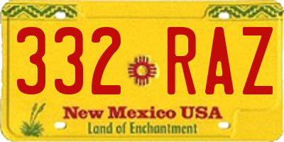 NM license plate 332RAZ