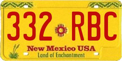 NM license plate 332RBC