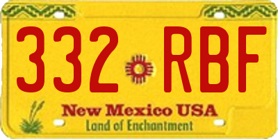 NM license plate 332RBF