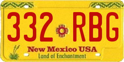 NM license plate 332RBG