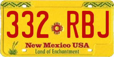 NM license plate 332RBJ
