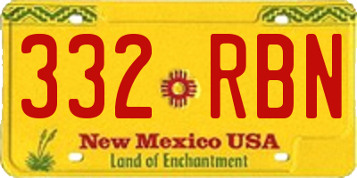 NM license plate 332RBN