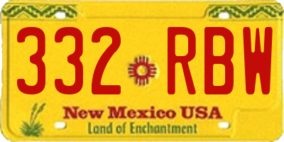 NM license plate 332RBW