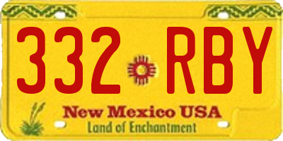 NM license plate 332RBY