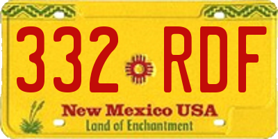 NM license plate 332RDF