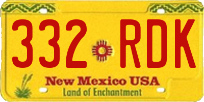 NM license plate 332RDK