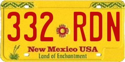 NM license plate 332RDN