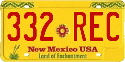 NM license plate 332REC