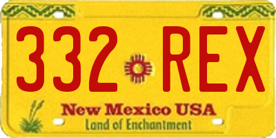NM license plate 332REX