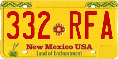 NM license plate 332RFA
