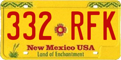 NM license plate 332RFK