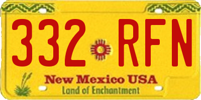 NM license plate 332RFN