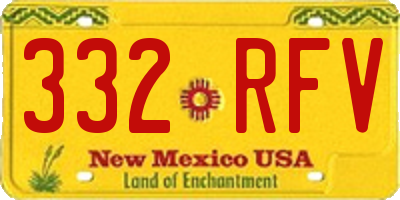 NM license plate 332RFV