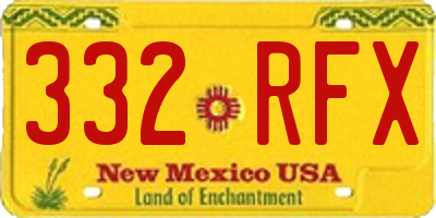 NM license plate 332RFX