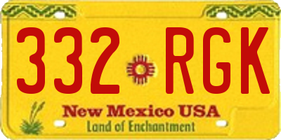 NM license plate 332RGK