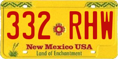 NM license plate 332RHW