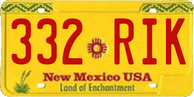 NM license plate 332RIK
