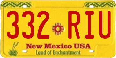 NM license plate 332RIU