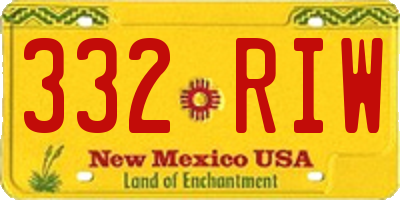NM license plate 332RIW