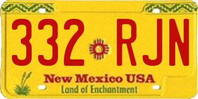 NM license plate 332RJN