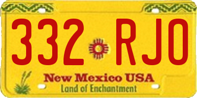 NM license plate 332RJO