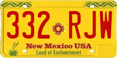 NM license plate 332RJW