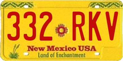 NM license plate 332RKV