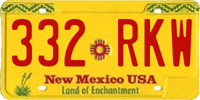 NM license plate 332RKW