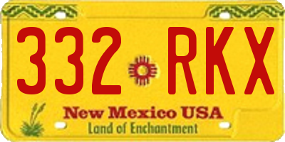 NM license plate 332RKX