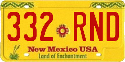 NM license plate 332RND