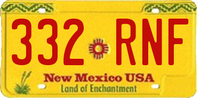 NM license plate 332RNF