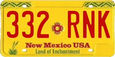 NM license plate 332RNK