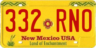 NM license plate 332RNO