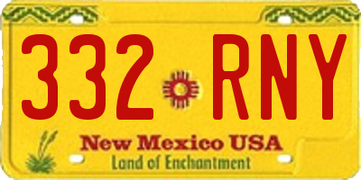 NM license plate 332RNY