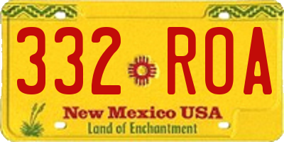 NM license plate 332ROA