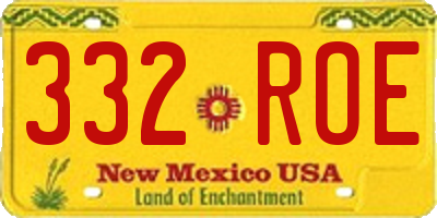 NM license plate 332ROE