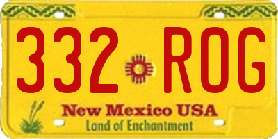 NM license plate 332ROG