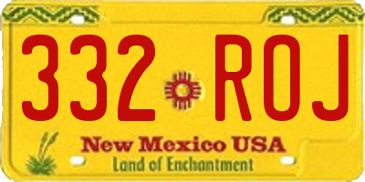 NM license plate 332ROJ