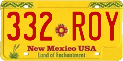 NM license plate 332ROY
