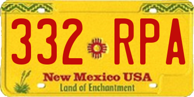 NM license plate 332RPA