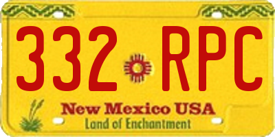 NM license plate 332RPC