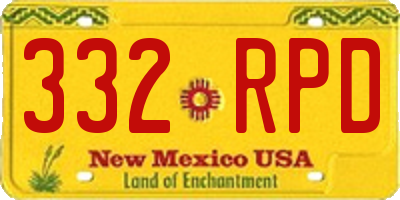 NM license plate 332RPD