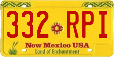NM license plate 332RPI