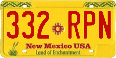 NM license plate 332RPN