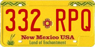 NM license plate 332RPQ