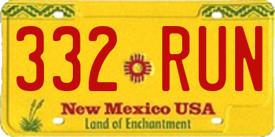 NM license plate 332RUN