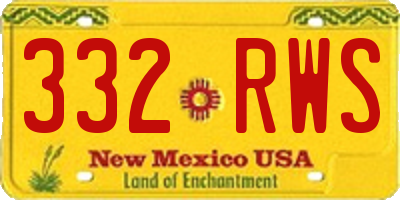 NM license plate 332RWS